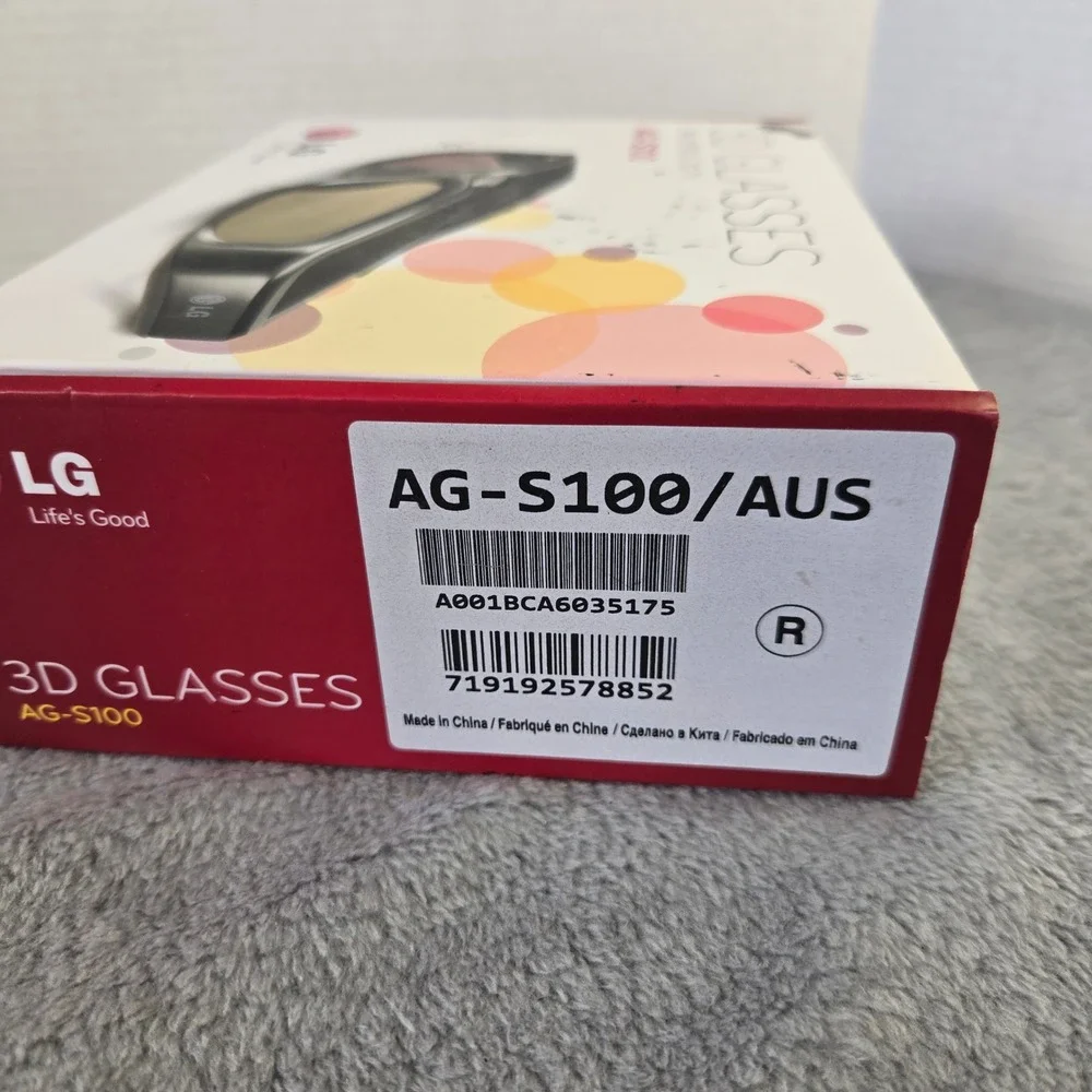 LG AG-S100 Active Shutter 3D Glasses for LG 3D TV Black AG-S100/AUS open box
